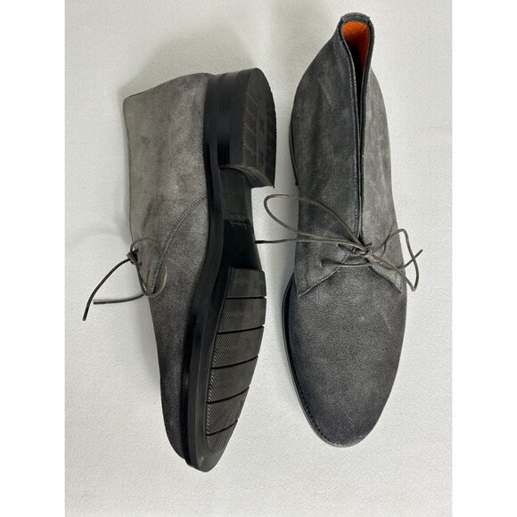 Santoni Italy Men's Suede Lace Up Chukka Ankle Boots in Gray - Sz 10 - Picture 1 of 11